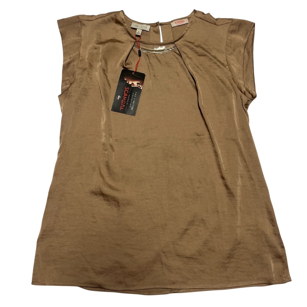 NEW! The Limited Scandal Collection Bronze Satin Blouse M NWT